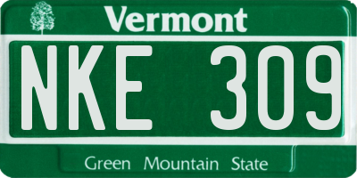 VT license plate NKE309