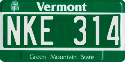 VT license plate NKE314
