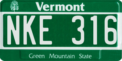 VT license plate NKE316