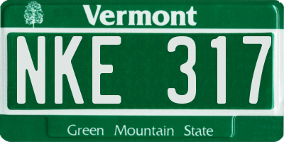 VT license plate NKE317