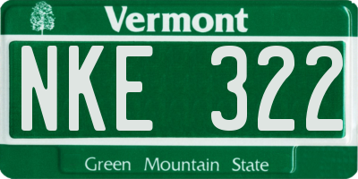 VT license plate NKE322
