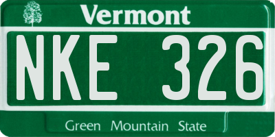 VT license plate NKE326