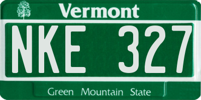 VT license plate NKE327