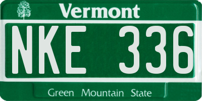 VT license plate NKE336
