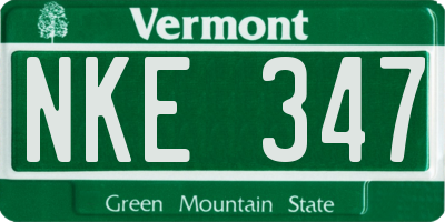 VT license plate NKE347