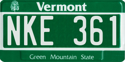 VT license plate NKE361