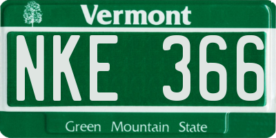 VT license plate NKE366
