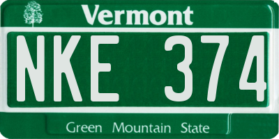 VT license plate NKE374