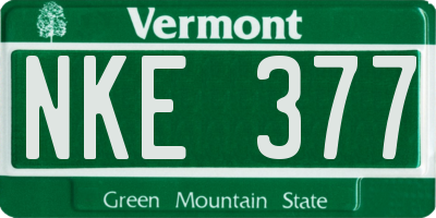 VT license plate NKE377