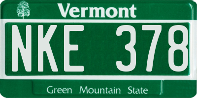 VT license plate NKE378