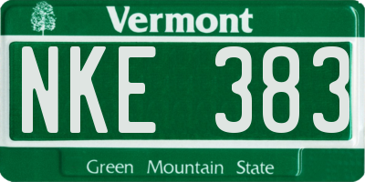 VT license plate NKE383