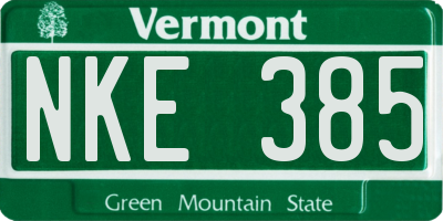 VT license plate NKE385