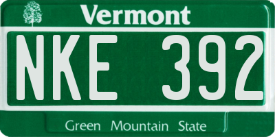VT license plate NKE392