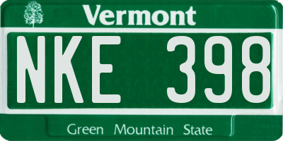 VT license plate NKE398