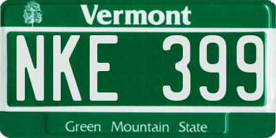 VT license plate NKE399