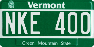 VT license plate NKE400