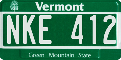 VT license plate NKE412