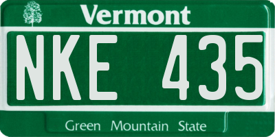 VT license plate NKE435