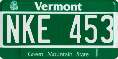 VT license plate NKE453