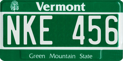 VT license plate NKE456