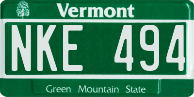 VT license plate NKE494
