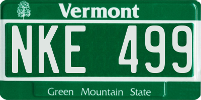 VT license plate NKE499