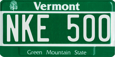 VT license plate NKE500