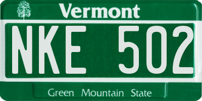 VT license plate NKE502