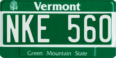 VT license plate NKE560