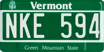 VT license plate NKE594