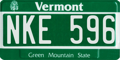 VT license plate NKE596