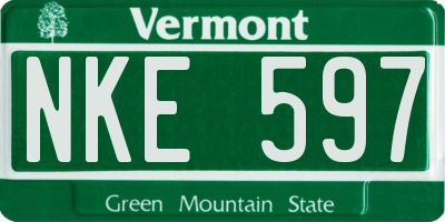 VT license plate NKE597