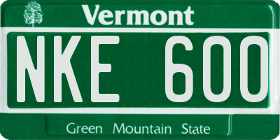 VT license plate NKE600