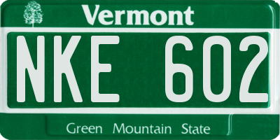 VT license plate NKE602