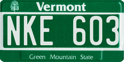 VT license plate NKE603