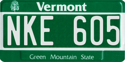 VT license plate NKE605