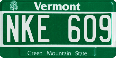 VT license plate NKE609