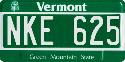 VT license plate NKE625
