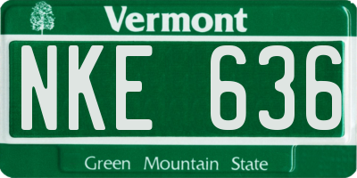 VT license plate NKE636