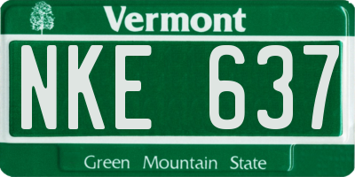 VT license plate NKE637