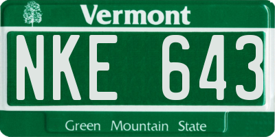 VT license plate NKE643