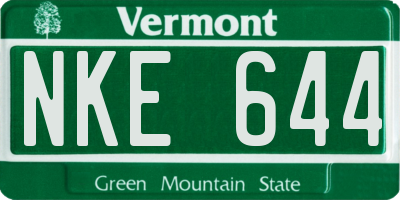 VT license plate NKE644