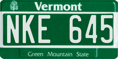VT license plate NKE645