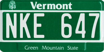 VT license plate NKE647