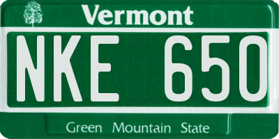 VT license plate NKE650