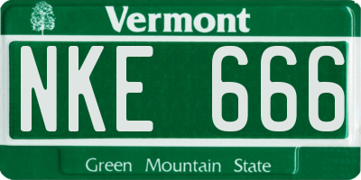 VT license plate NKE666
