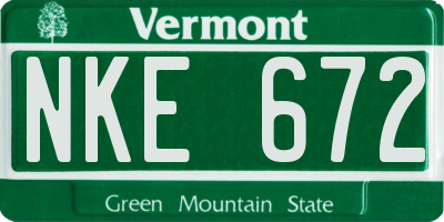 VT license plate NKE672
