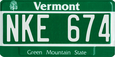 VT license plate NKE674