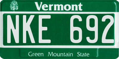 VT license plate NKE692
