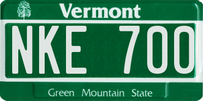 VT license plate NKE700